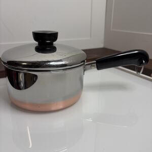 Revere Ware 1801 1Qt Copper Bottom Saucepan w/ Lid Indonesia